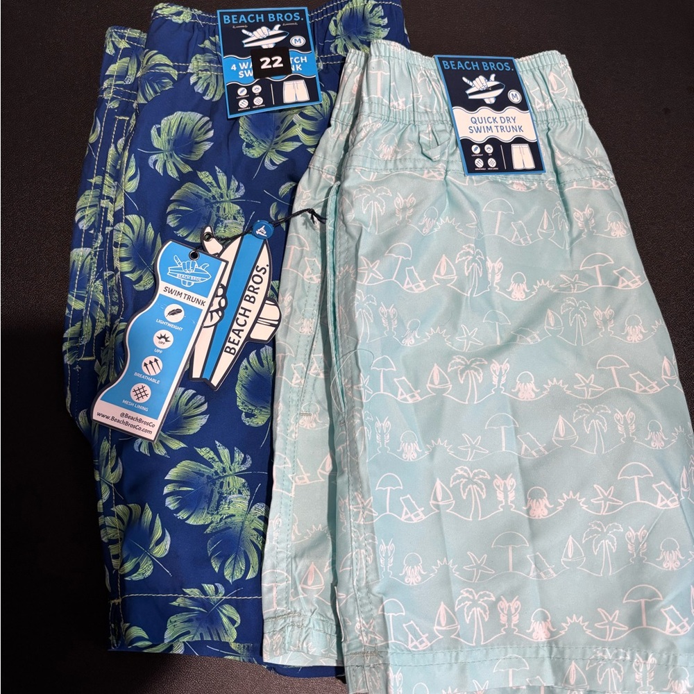 Beach Bros Blue and Mint Swim Trunks